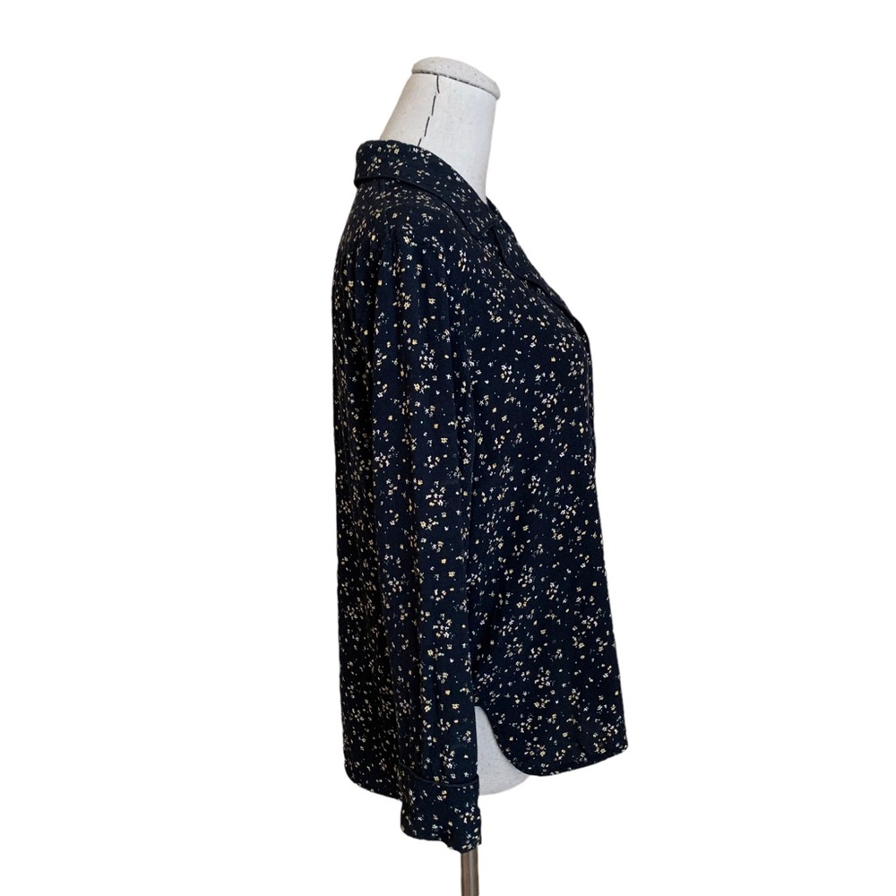 Ganni Designer Printed Crepe Shirt Black Ditsy Fl… - image 4